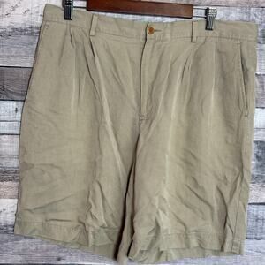 Nautica Rigger Silk Linen Shorts Mens 36 Tan Flat Lightweight Casual 9"